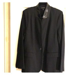 Lane Bryant ponte blazer with leather-like trim
